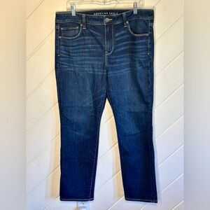 AE Next Level Stretch Skinny Jeans, Dark Wash, Size 16 SHORT